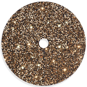 Sparkling gold sequin Christmas tree skirt with festive glitter finish for holiday decor