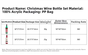Detailed size and material specification chart for knitted Christmas wine bottle covers