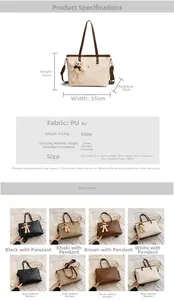Detaillierte Größentabelle und Farbspezifikationen für die große Damen-Shopper-Tasche