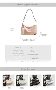 Detailed chart showing PU tote bag dimensions, 0.31kg weight, and four metallic color options