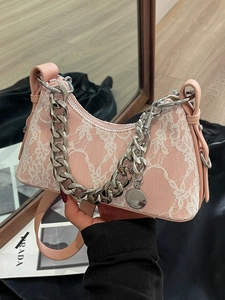 New Chinese Style Lace Underarm Bag For Women Floral Chain Shoulder Bag Summer Elegant Vintage Crossbody Handbag Stylish Purse