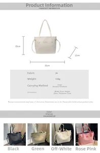 Detail view of woven leather tote bag size chart and material specifications