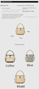 Detailed size chart of the PU leather bucket bag with specific dimensions and weight
