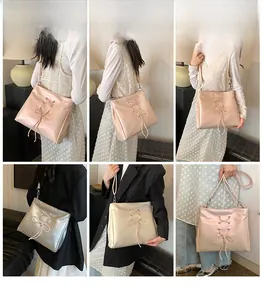 Collage of chic ballet style shoulder bags showing different carrying styles on models