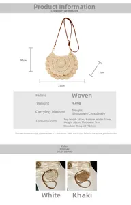 Detailed dimensions and color comparison for woven hollowed-out shoulder bag