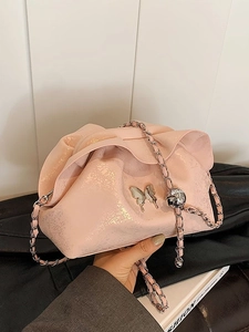 Fashion Pleated Cloud Bag For Women Butterfly Chain Small Crossbody Shoulder Bag PU Leather Elegant Casual Party Purse