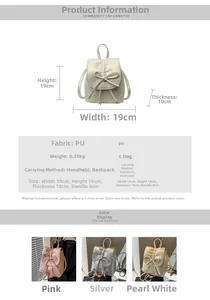 Spécifications de taille et options de couleur pour le sac à dos plissé style ballet