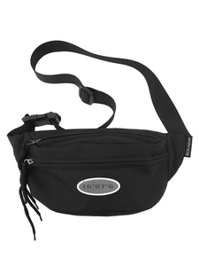 Sac de poitrine noir minimaliste léger avec bandoulière réglable pour le sport et les loisirs