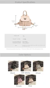 Detailansicht der Größe und Farbvarianten des minimalistischen Damen Rucksacks aus PU-Leder