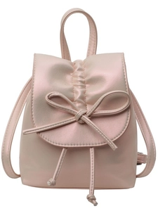 Mini sac à dos rose style ballet avec plis et décoration nœud pour femmes