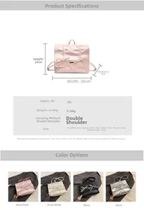 Detailed size chart and specifications for the bow-knot PU leather backpack for women