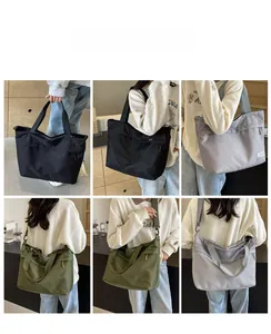 Collage of high-capacity Oxford fabric tote bags in black, gray, and army green colors