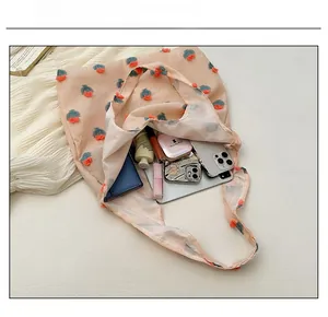 Detail view of the spacious interior capacity of this floral fabric tote bag