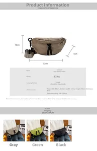 Tabla de tallas detallada y especificaciones del bolso bandolera de lona y colores