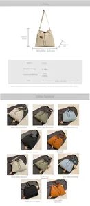 Detailed size chart and multi-color fabric tote bags with drawstring closure