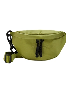 Olive green nylon crescent fanny pack with black chain strap for outdoor sports