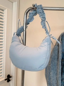 Casual Ruched Strap Puffer Cloud Underarm Bag Pleated Half Moon Hobo Shoulder Bag For Daily Street Style Crossbody Purse