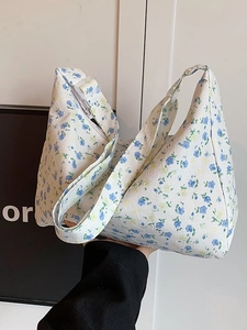 Sac à épaule avec motif floral bleu et jaune pour femme à la mode en été