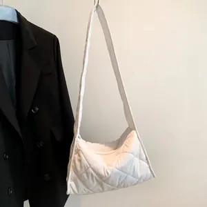 Sac à Épaule Grande Capacité Matelassé Motif Losanges pour Femmes Sac Hobo Souple Décontracté Léger Quotidien