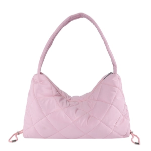 Rosafarbene gesteppte Schultertasche für Damen mit großem Fassungsvermögen und Design