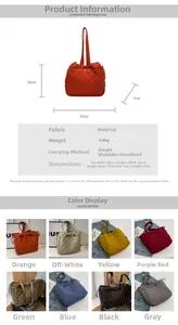 Tableau des tailles détaillé pour le sac fourre-tout matelassé léger multicolore