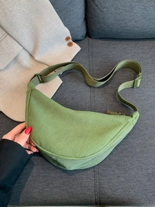 Women Corduroy Dumpling Crossbody Bag Large Capacity Solid Color Adjustable Strap Shoulder Bag Casual Simple Style Satchel