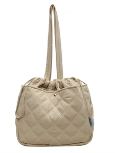 Sac fourre-tout matelassé beige léger avec coutures en losanges et grande capacité