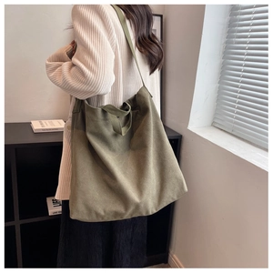 Sac fourre-tout en toile vert olive avec doubles poignées et bandoulière pour le quotidien