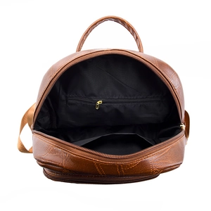 Brown faux leather women's backpack with animal texture and spacious interior