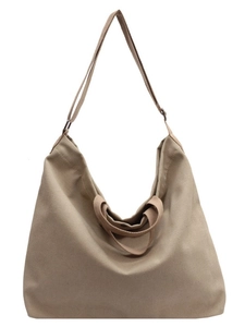 Sac fourre-tout en toile kaki avec bandoulière réglable et doubles poignées
