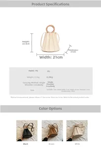 Spécifications de taille pour le sac seau plissé avec dimensions de la poignée