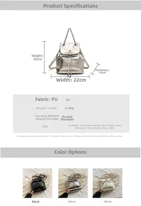 Spécifications de taille détaillées pour le sac à dos en PU avec dimensions et poids