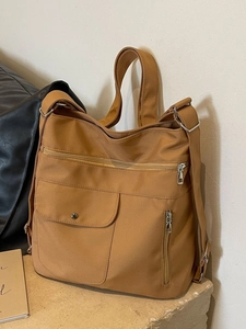 Borsa a tracolla multifunzionale in tela kaki per donna con tasche multiple