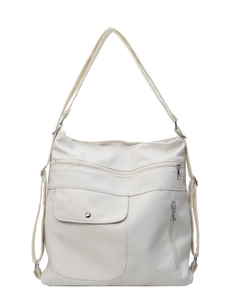 Zaino da donna bianco crema grande capacità versatile in pelle sintetica stile casual