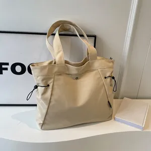 Women Large Capacity Nylon Tote Bag Minimalist Drawstring Shoulder Bag Casual Handbag For School Office Daily Commuter Bag