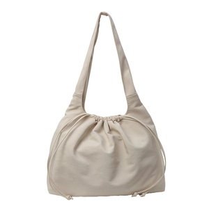 Borsa a nuvola beige minimalista con coulisse e design a pieghe per la moda estiva donna
