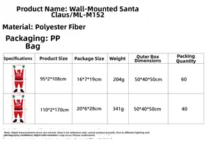 Guide des tailles pour Père Noël suspendu en velours avec dimensions et poids
