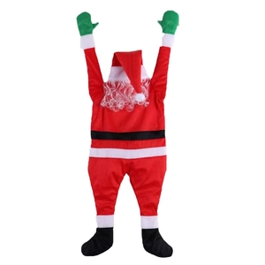 Décoration de Noël Père Noël grimpant en velours pour ornement festif de mur et fenêtre