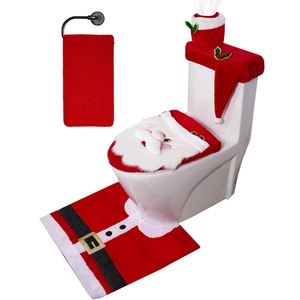 Ensemble de 5 pièces de housse de toilette et tapis motif Père Noël de Noël