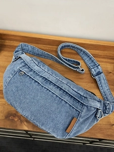 Borsa a Tracolla in Denim Lavato Vintage per Donna Grande Capacità Streetwear Borsa a Spalla Casual Marsupio Tracolla Regolabile