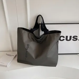 Large Capacity Women Nylon Tote Bag Casual Shoulder Bag For College Students Commute Handbag Letter Print Minimalist Style