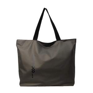 Large capacity dark grey nylon tote bag for women with comfortable shoulder straps