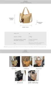 Detailed size chart for the lychee grain bucket bag with its dimensions and bear charm