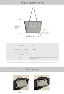 Detailed dimensions of the large PU leather tote bag with marble pattern texture