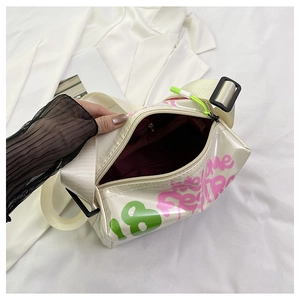 Detail view of transparent jelly bag interior with inner zipper pocket and logo strap