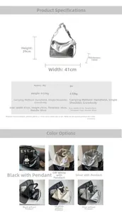 Detailed dimension guide for large PU leather tote bag with cloud charm accessory
