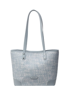 Grand sac cabas tissé bleu clair avec bandoulière et logo pour les cours quotidiens