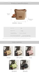Detailed size chart and multi-color options for vertical striped pleated PU bucket bag