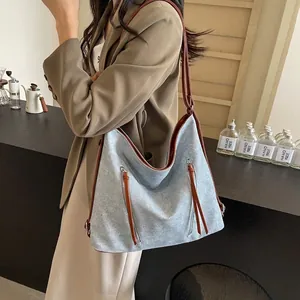 Large Capacity PU Leather Women Tote Bag Street Trend Hobo Shoulder Bag Vintage Commuting Handbag Daily Fashion Bag