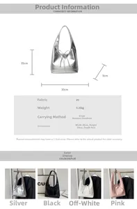 Detailed dimension guide and color options for large PU leather hobo tote bag